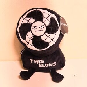 Punchkins 7" This Blows Fan Plush Black White Sarcastic Novelty Weighted Toy